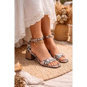 Circus NY by Sam Edelman Snakeskin Block Heel Sandals 7.5 Ankle Strap